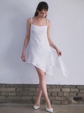 Rosefrantz Drape Unbalance Mini Dress [WHITE]