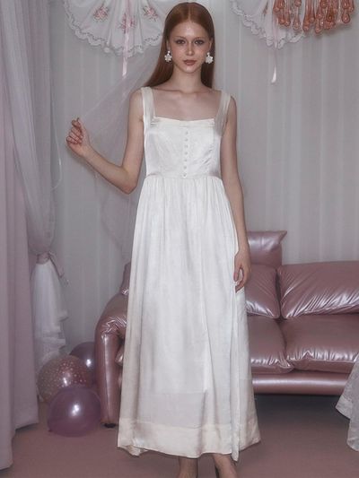 Rosefrantz Flowing Viscose Long Maxi Dress [Ivory]