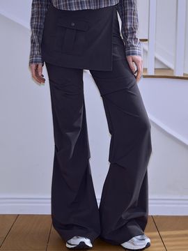 Rosefrantz High-Waist Tencel-Blend Wrap Skirt Pants [Charcoal]
