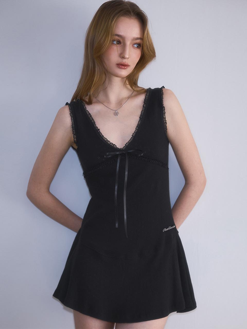 Rosefrantz Lace Punching Mini Dress [Black]
