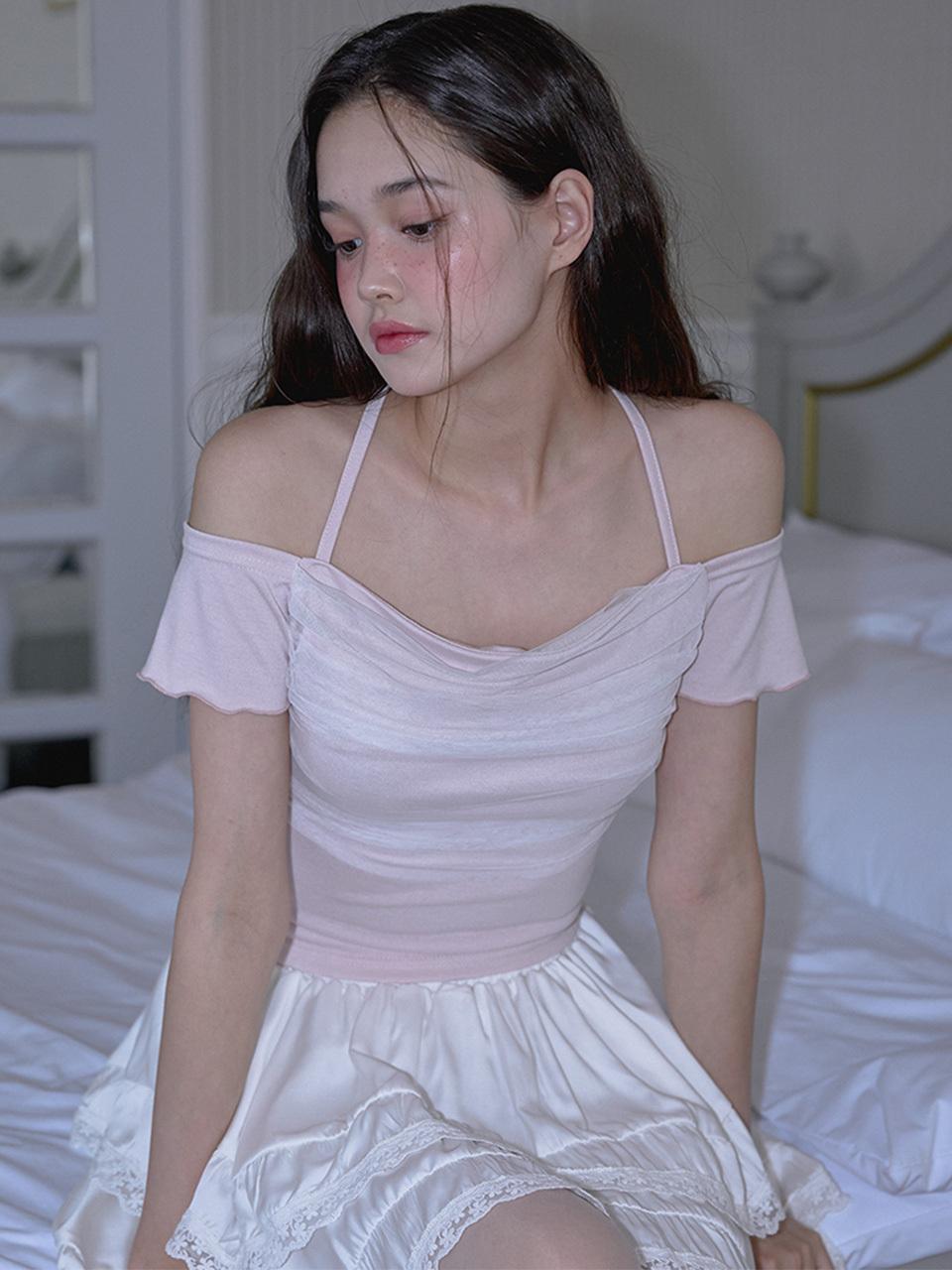 Rosefrantz Layered Halter T-shirt [Pink]