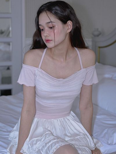 Rosefrantz Layered Halter T-shirt [Pink]