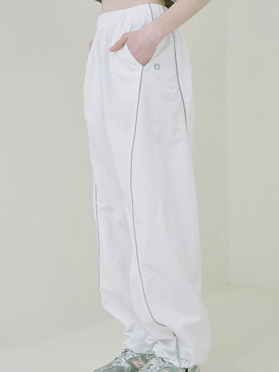 Rosefrantz Line Lightweight Tapered Nylon Jogger Pants White