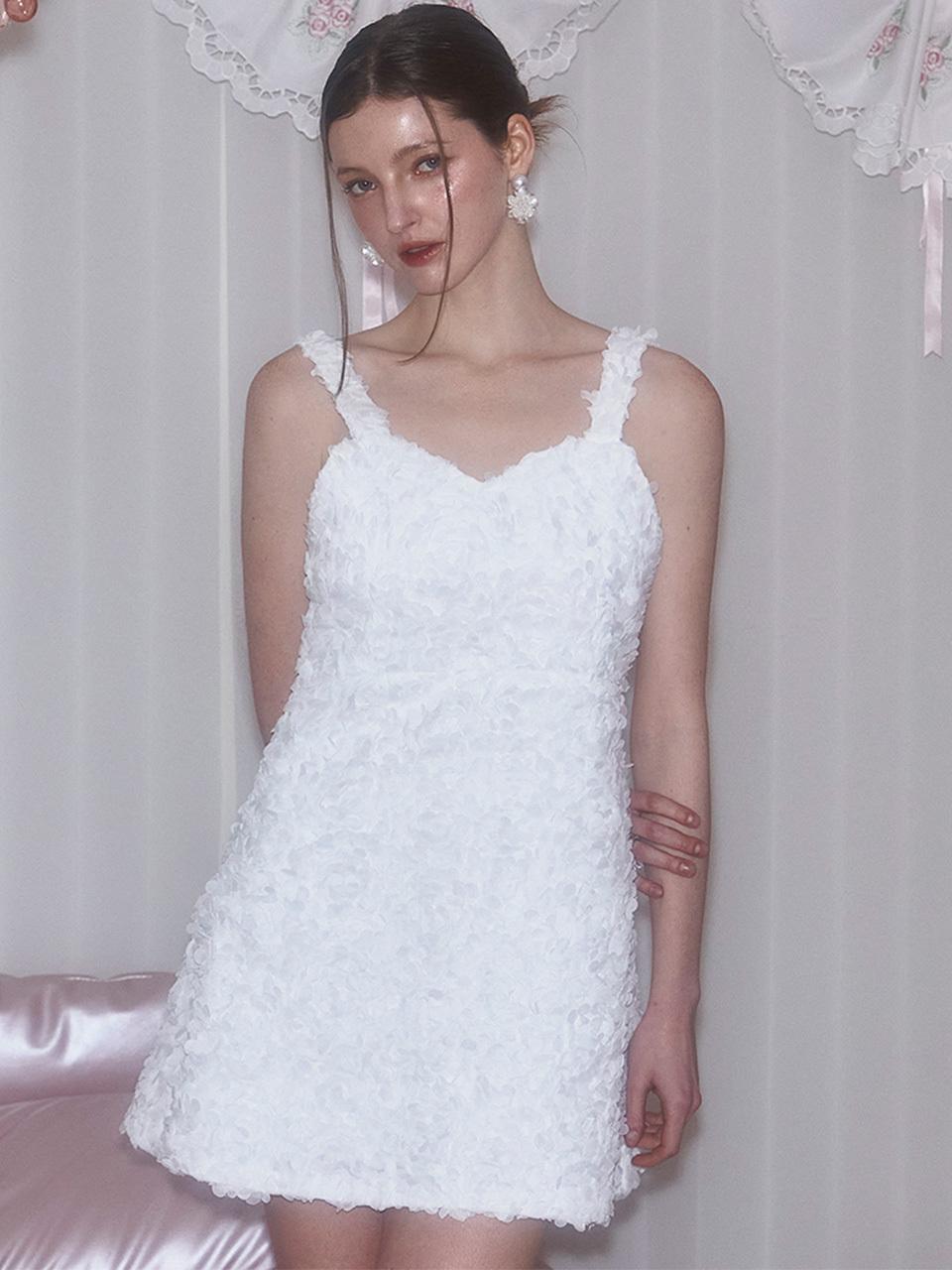 Rosefrantz Plump Flower Polyester Mini Dress [WHITE]