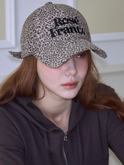 Rosefrantz Rose Leopard Polyester Athletic Ball Cap [Brown]