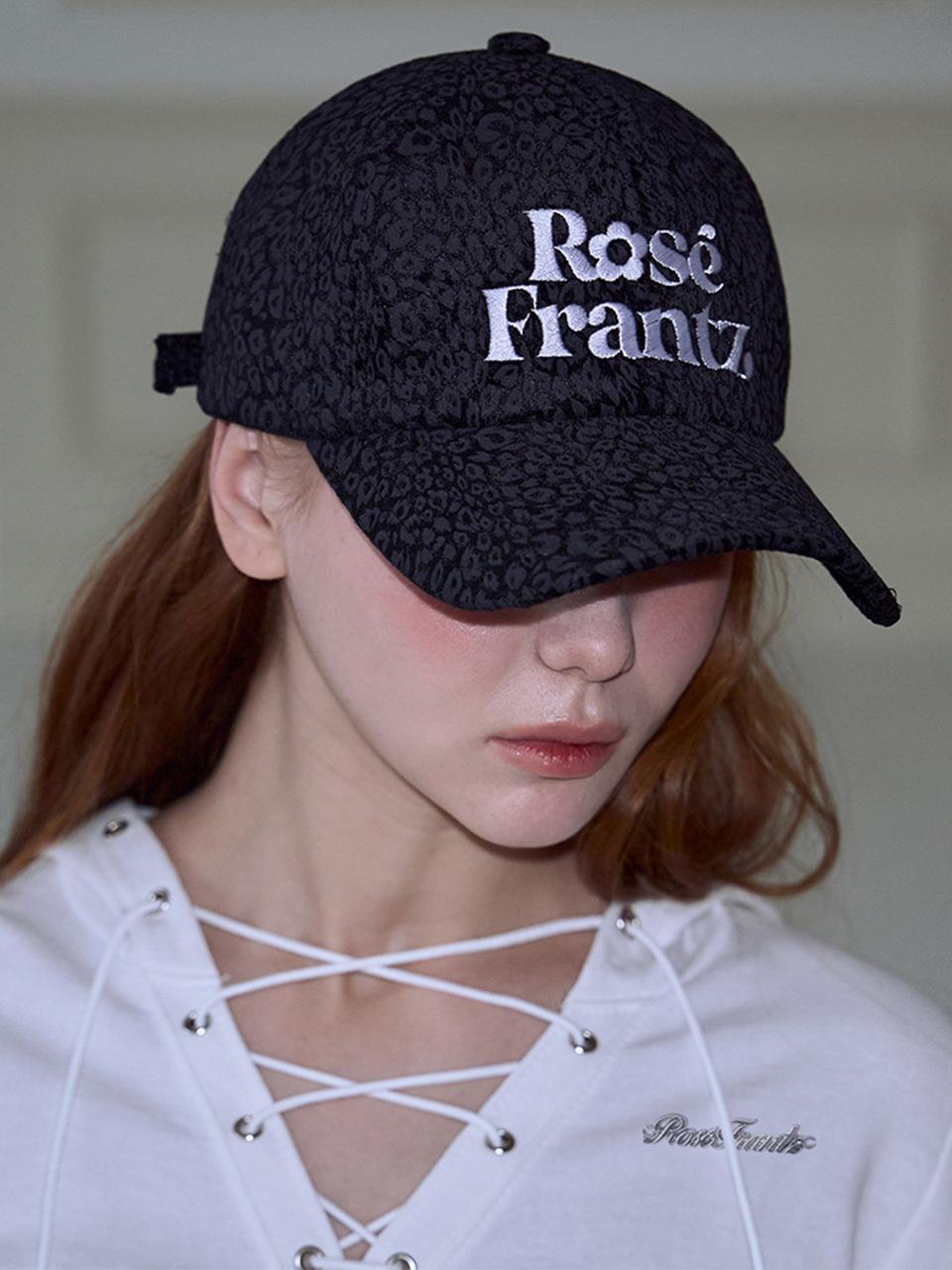 Rosefrantz Rose Leopard Polyester Free Size Ball Cap [Black]