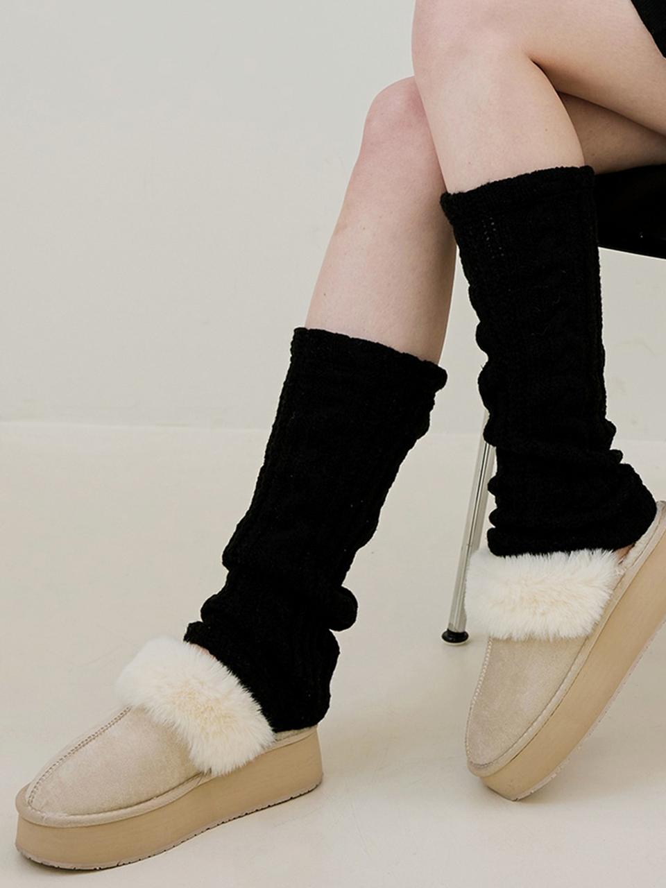 Rosefrantz Soft Stretchy Knit Leg Warmers [Black]