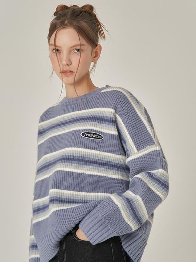 Rosefrantz Stripe Wool Blend Relaxed Knit [Blue]