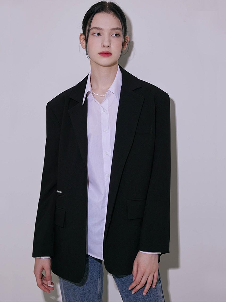Rosefrantz Two Pocket Embroidery Premium Poly-Rayon Jacket [Black]