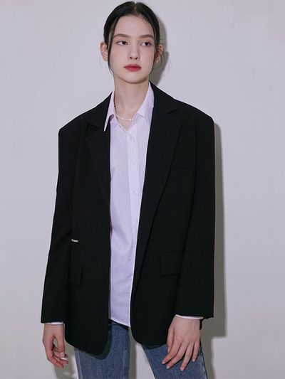 Rosefrantz Two Pocket Embroidery Premium Poly-Rayon Jacket [Black]