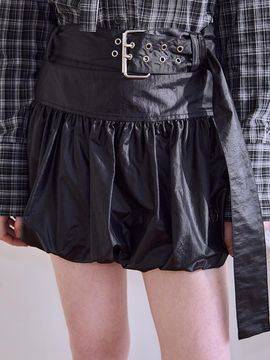 Rosefrantz Wide Belt Balloon Mini Skirt [Black]