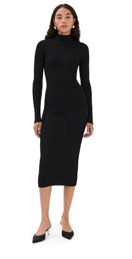 Rosetta Getty Rosetta Getty Plisse Turtleneck Dress Black