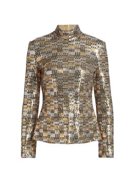 Rosetta Getty Women's Bauhuas Mesh Sequined Top