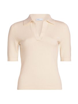 Rosetta Getty Women's Cotton-Cashmere Short-Sleeve Polo Sweater