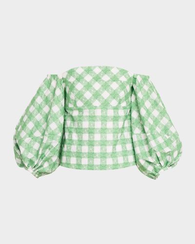 Rosie Assoulin Balloon-Sleeve Empire Off-The-Shoulder Top
