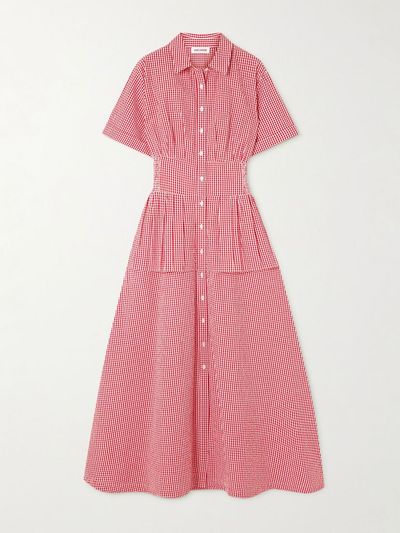 ROSIE ASSOULIN Boogie Woogie Bugle Boy gingham cotton-seersucker maxi shirt dress