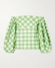 ROSIE ASSOULIN Empire Balloon off-the-shoulder checked cotton blouse - 1