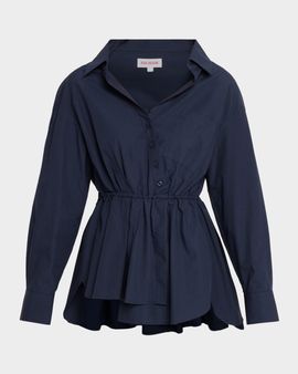 Rosie Assoulin Falling Off-The-Shoulder Cotton Poplin Shirt