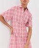 Rosie Assoulin Rosie Assoulin A-Line Mini Shirt Dress Red Plaid - 2