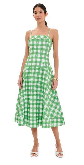 Rosie Assoulin - Women's Golden Afternoon Linen Striped Midi-Dress