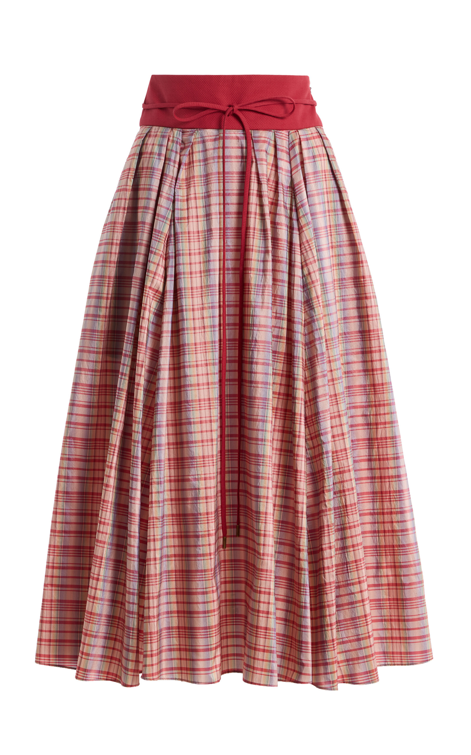 Rosie Assoulin - Exclusive Pleated Plaid SilkBlend Full Midi Skirt