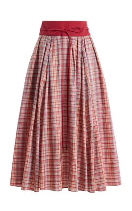 Rosie Assoulin Rosie Assoulin Exclusive Pleated Plaid SilkBlend Full Midi Skirt