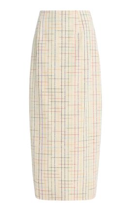 Rosie Assoulin Rosie Assoulin Exclusive SpaceDyed Checked Silk Midi Column Skirt