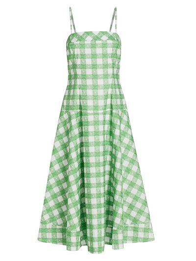 Rosie Assoulin Women's Drop Me A Note Plaid Cotton Midi-Dress