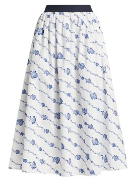 Rosie Assoulin Women's Easy Does It Floral Cotton Midi-Skirt