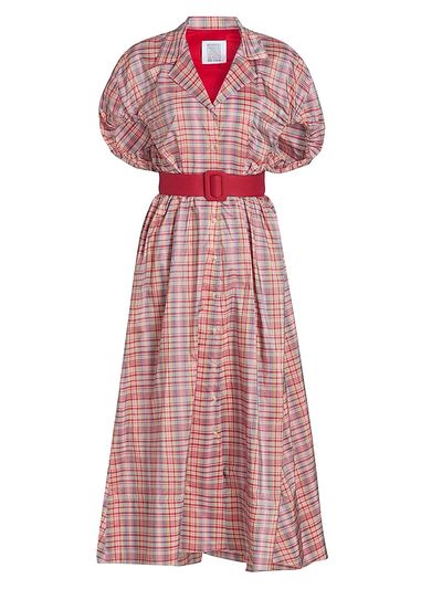 Rosie Assoulin Women's Wind At Your Back Plaid Silk-Blend Midi-Dress