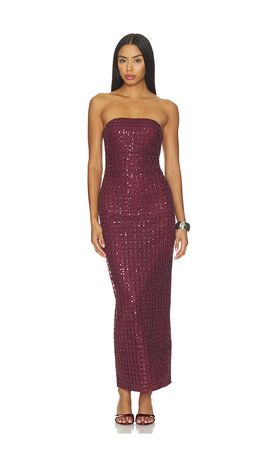 ROTATE ROTATE Beaded Maxi Tube Dress
