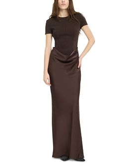 Rotate Rotate Cap Sleeve Draped Maxi Dress