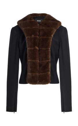 ROTATE ROTATE FauxFurTrimmed Cardigan