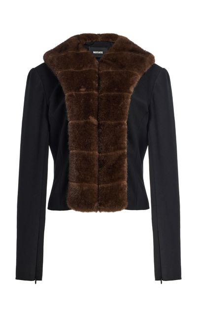 ROTATE ROTATE FauxFurTrimmed Cardigan