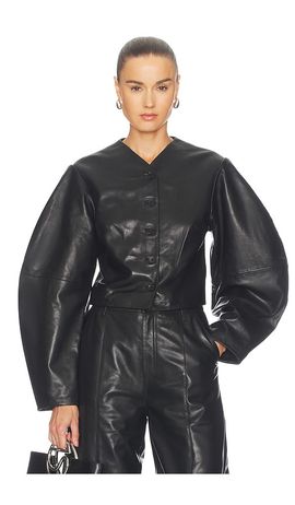 ROTATE ROTATE Fitted Leather Jacket
