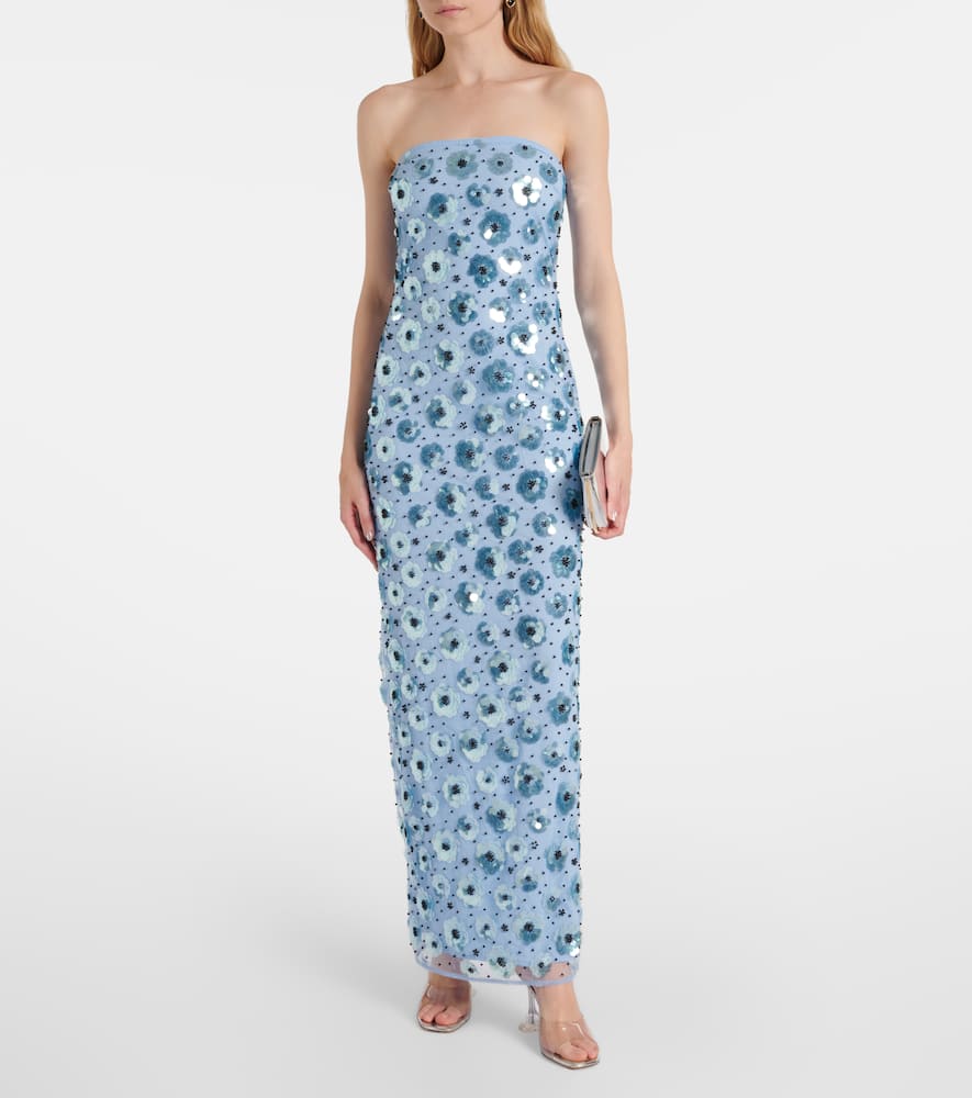 halterneck a line maxi dress Mac Duggal - Beige Chain Trim Keyhole Halter Neck A Line Gown