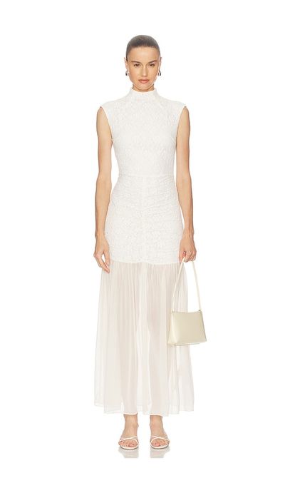 ROTATE ROTATE Lace Ruched Maxi Dress