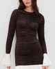 ROTATE ROTATE Mini Ruched Long Sleeve Dress Chicory Coffee Comb - 2