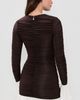 ROTATE ROTATE Mini Ruched Long Sleeve Dress Chicory Coffee Comb - 3