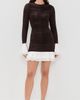 ROTATE ROTATE Mini Ruched Long Sleeve Dress Chicory Coffee Comb - 5