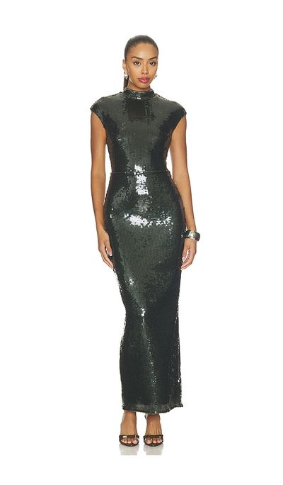 ROTATE ROTATE Sequins Maxi Train Dress
