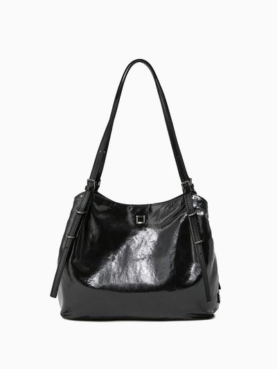 ROUGE & LOUNGE Buckle Detail Coated Nylon Shoulder Bag
