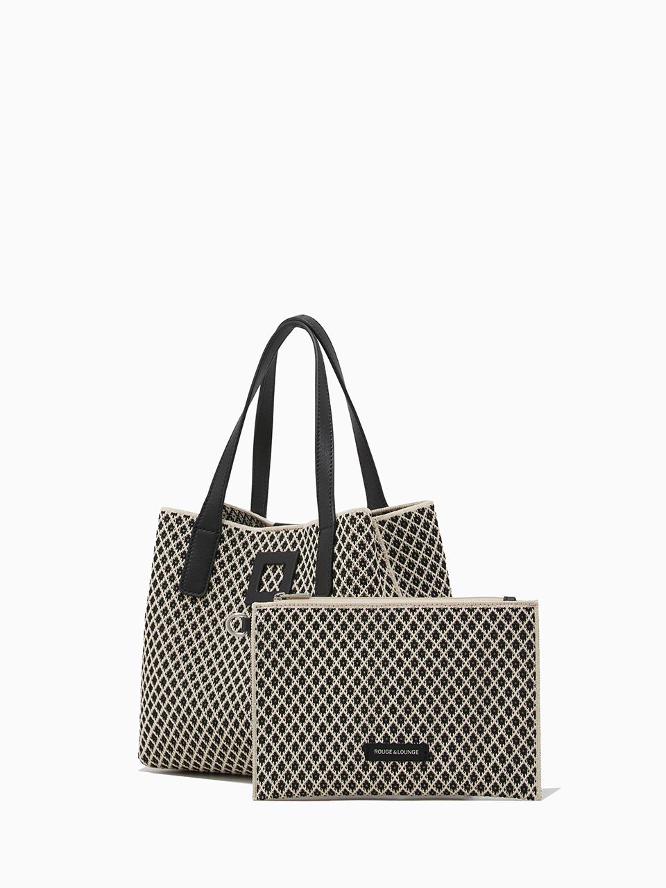 ROUGE & LOUNGE Diamond Pattern Mini Leather Tote Bag