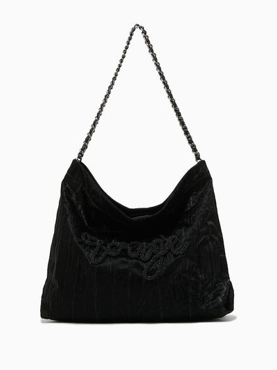 ROUGE & LOUNGE Jacquard Pleated Rectangular Hobo Shoulder Bag