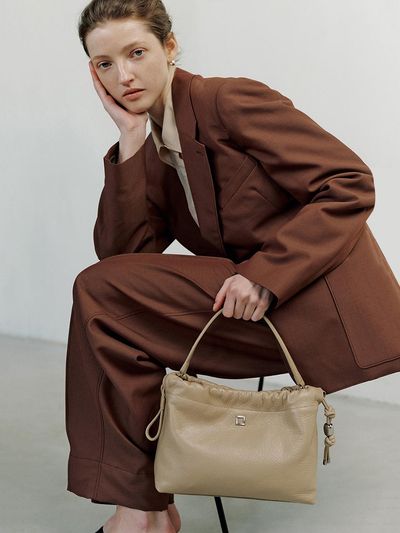 ROUGE & LOUNGE Leather Square Logo Cross-body Bag