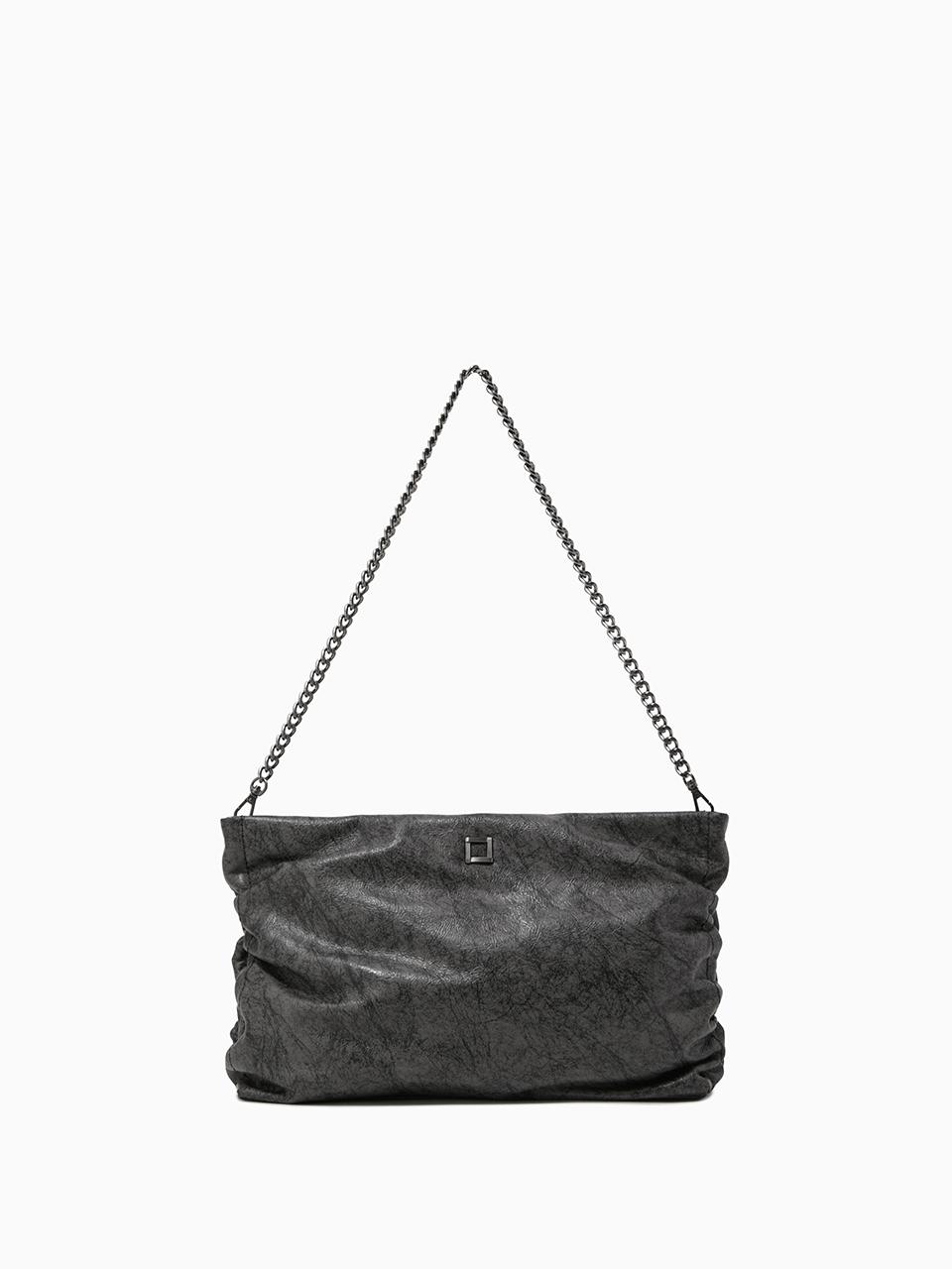 ROUGE & LOUNGE Marble Textured Pleated Leather Clutch