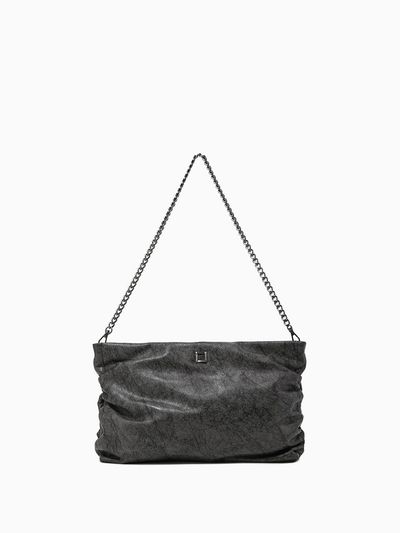 ROUGE & LOUNGE Marble Textured Pleated Leather Clutch