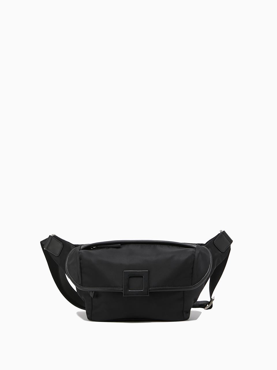 ROUGE & LOUNGE Nylon Square Leather Travel Cross-body Bag