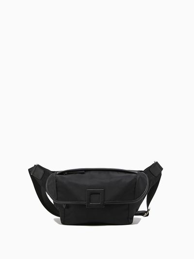ROUGE & LOUNGE Nylon Square Leather Travel Cross-body Bag