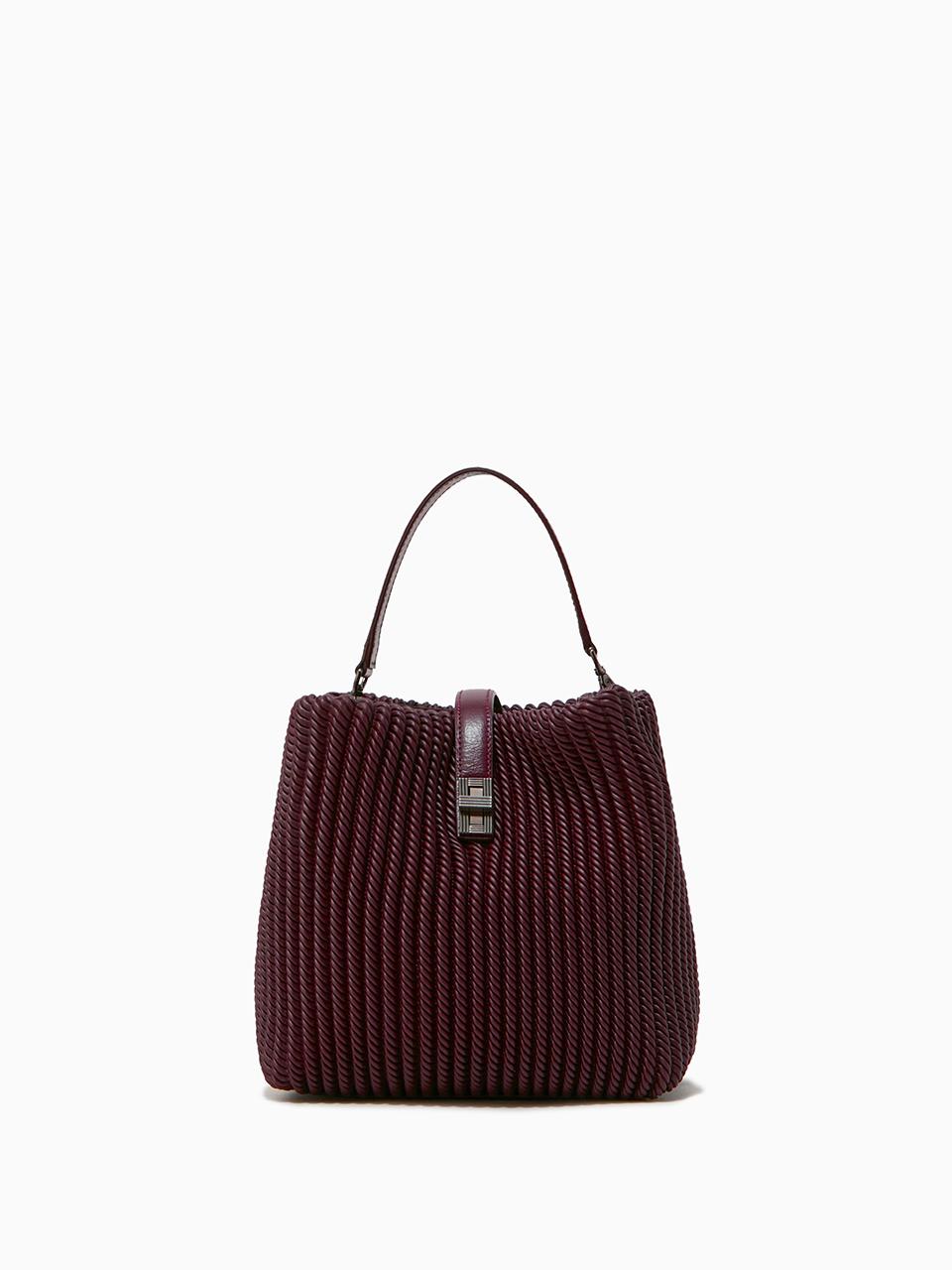 ROUGE & LOUNGE Pleated Italian Leather Bucket Bag